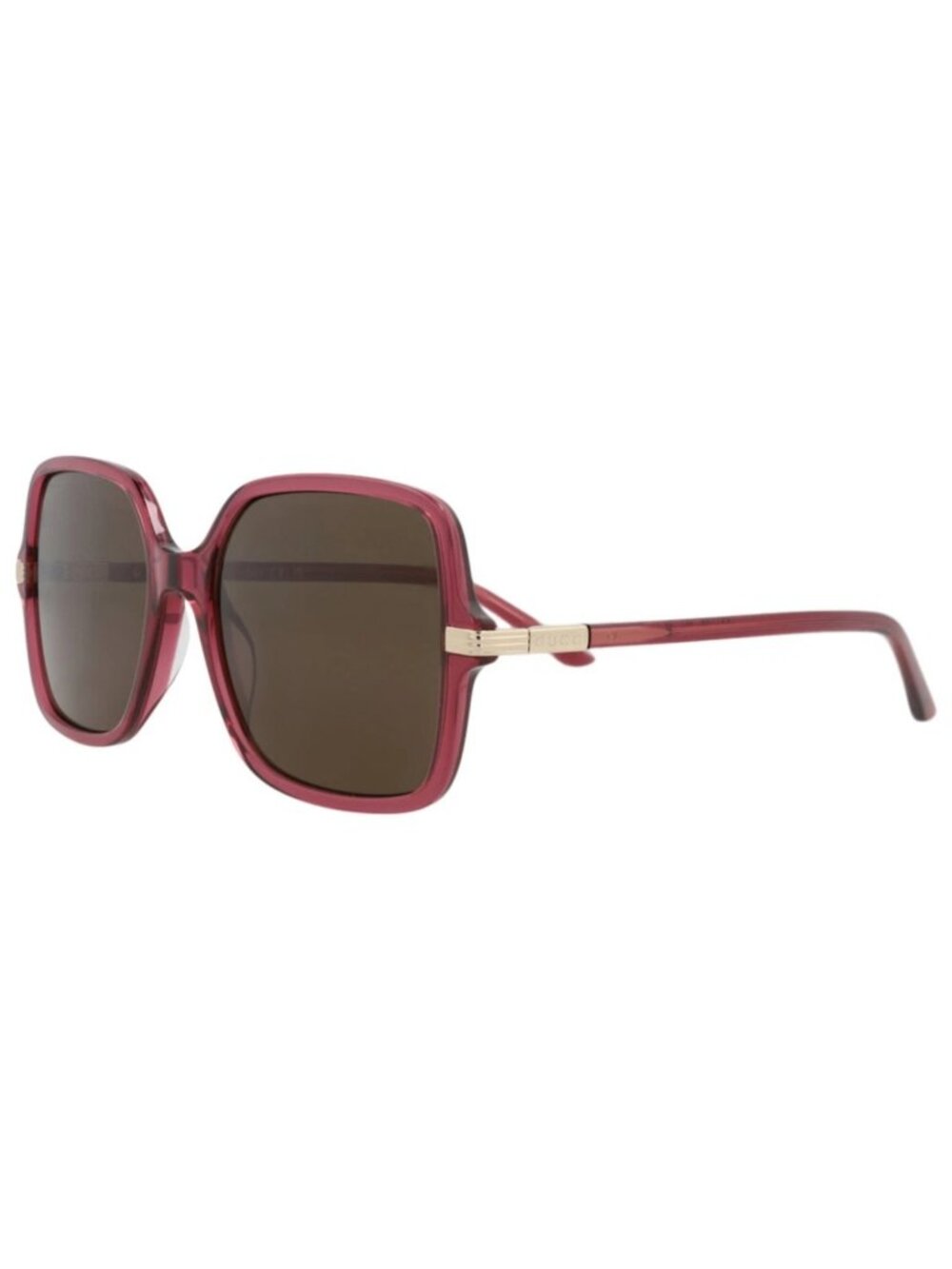 New Gucci Women's Sunglasses Square Rectangle Recycled Acetate Frame Burgundy